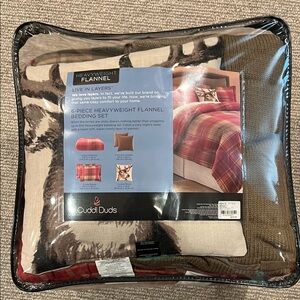 Cuddl Duds Heavyweight Flannel Bedding Set - Red and Cream